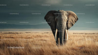 Majestic Elephant on the African Savanna at Dusk
