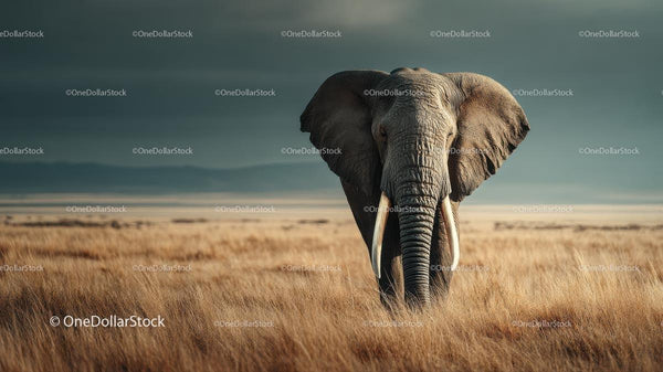 Majestic Elephant on the African Savanna at Dusk