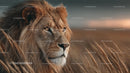 Majestic Lion in the Golden Savanna at Dusk