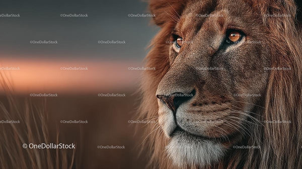 Majestic Lion at Sunset on the African Savannah