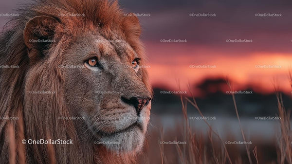 Majestic Lion in African Sunset