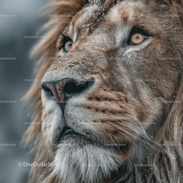 Majestic Lion Close-Up with Intense Gaze