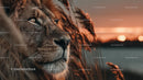 Majestic Lion at Sunset with Golden Light