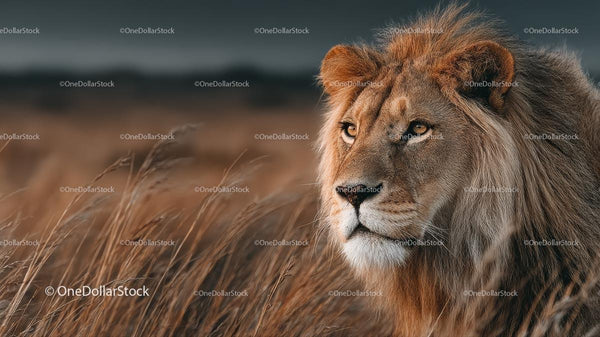 Majestic Lion in the Savannah Grasslands
