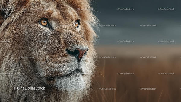 Majestic Lion with Intense Gaze in the Savannah