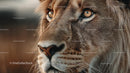 Majestic Lion Close-Up with Intense Gaze in Wildlife Setting