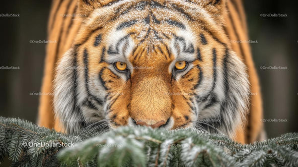 Majestic Siberian Tiger in Snowy Winter Forest