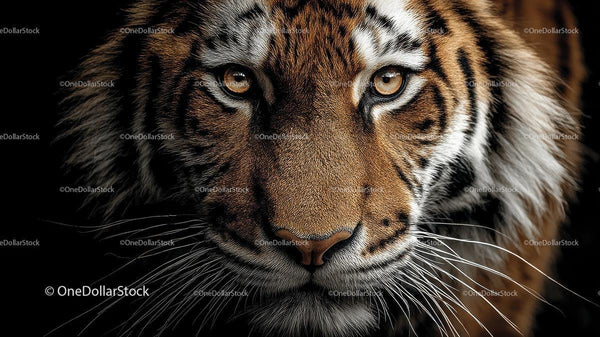 Majestic Tiger Close-Up with Intense Gaze and Striking Stripes