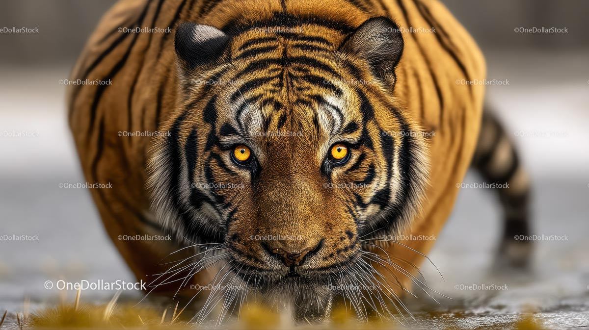 Intensywne spojrzenie majestatycznego tygrysa bengalskiego