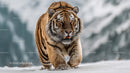 Majestic Siberian Tiger Walking Through Snow