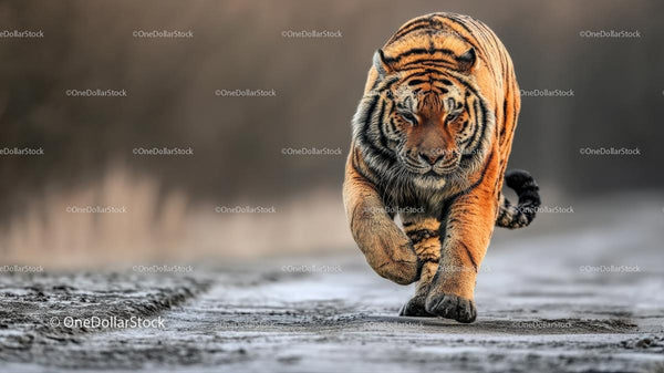 Majestic Tiger Striding Confidently in the Wilderness