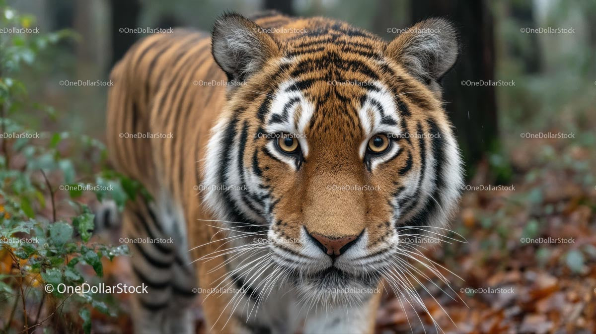 Majestatyczny tygrys bengalski w otoczeniu bujnego lasu