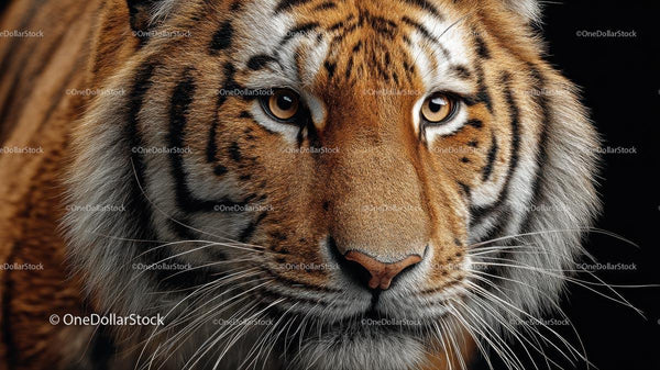 Majestic Tiger Close-Up Portrait with Intense Gaze