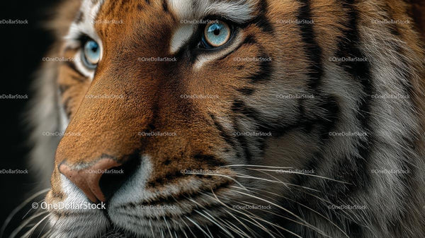 Close-Up of Majestic Tiger with Intense Blue Eyes