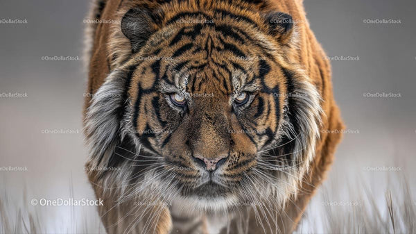 Majestic Tiger with Piercing Gaze in Wild Habitat