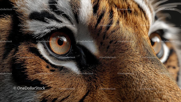 Close-Up of Tiger's Intense Gaze and Stripes