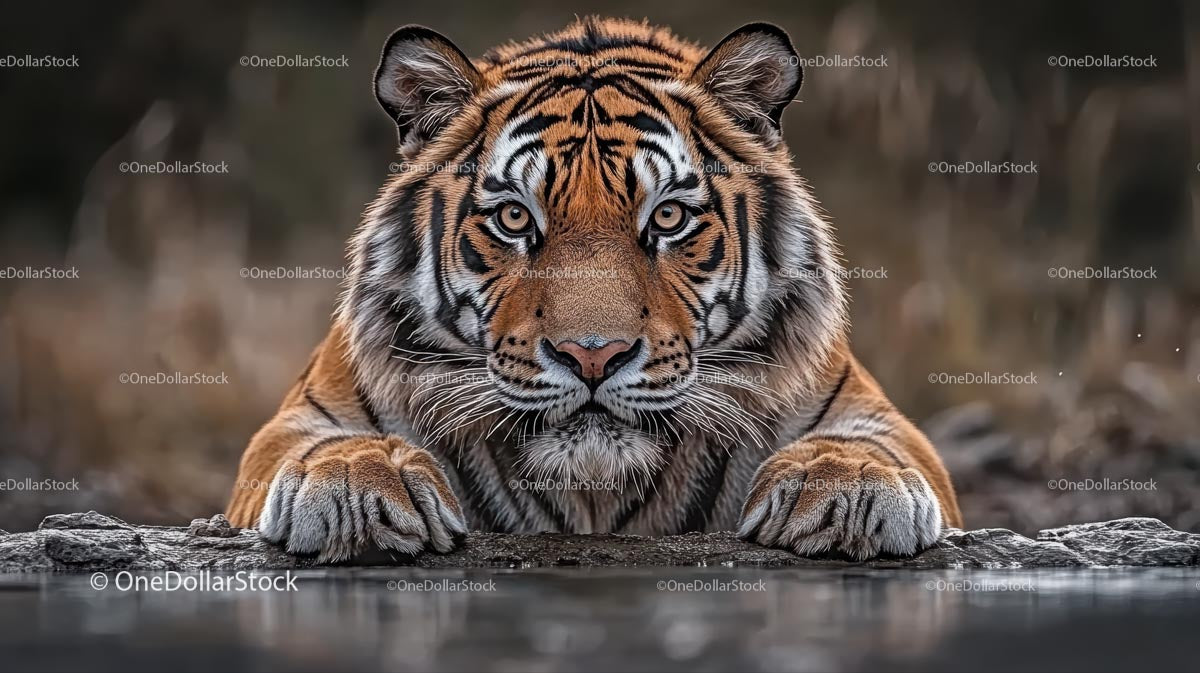 Majestic Tiger Staring Across the Water