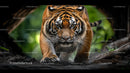 Fierce Tiger Stalking Through Jungle Path