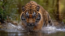 Majestic Tiger Stalking Through Jungle Waters