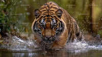 Majestic Tiger Stalking Through Jungle Waters