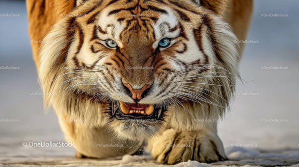 Fierce Siberian Tiger Stalking in Snowy Wilderness
