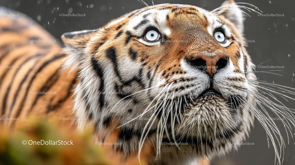 Majestic Siberian Tiger with Striking Blue Eyes