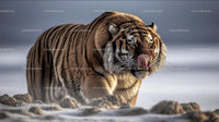 Siberian Tiger in Snowy Landscape