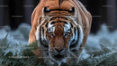 Majestic Tiger Stalking Through Ferns in the Wilderness