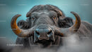 Close-Up Portrait of an Intense African Buffalo with Majestic Horns