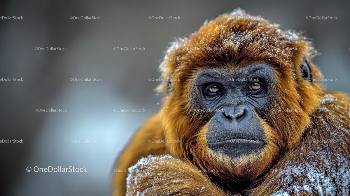 Close-Up of Howler Monkey with Frosty Fur