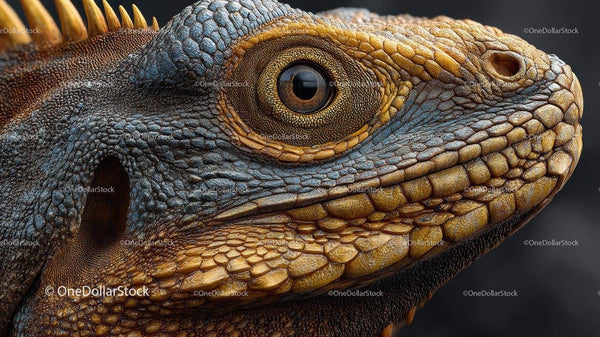 Close-up Portrait of a Bearded Dragon with Detailed Scales