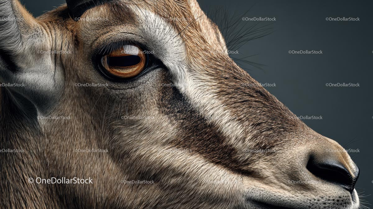 Close-up Portrait of an Antelope with Detailed Fur