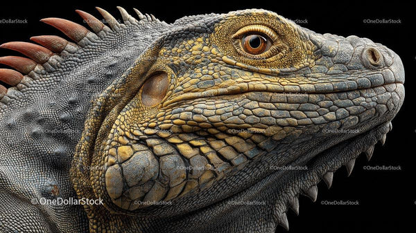 Close-up Portrait of an Iguana's Scaled Head