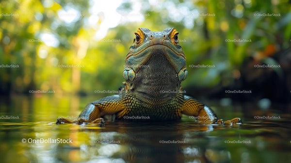Lizard in Natural Wetland Habitat Close-Up