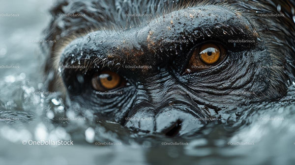 Intense Gaze of a Gorilla in Its Natural Habitat