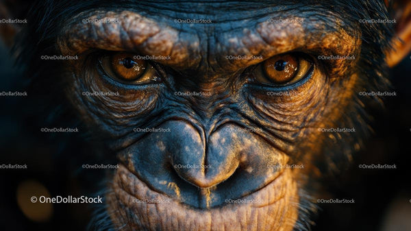 Intense Gaze of a Chimpanzee in Captivating Close-up View