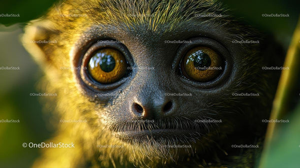 Close-Up of a Lemur with Mesmerizing Eyes in the Jungle