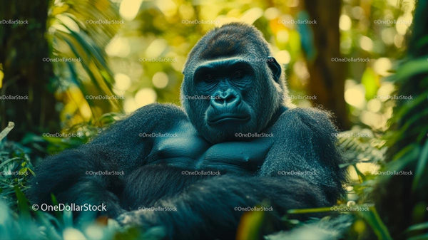 Majestic Gorilla in a Lush Tropical Jungle