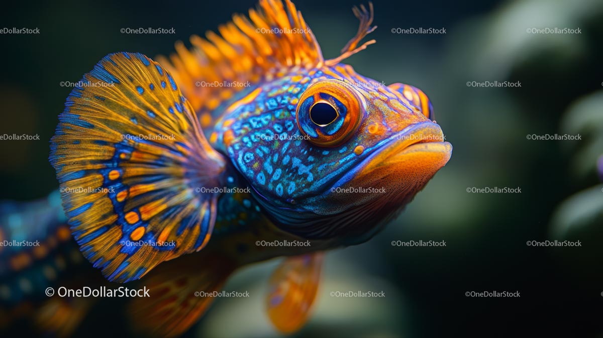 Vibrant Mandarinfish Displaying Striking Colors in Aquatic Habitat