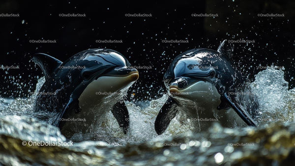 Playful Dolphins Leaping in the Ocean Waves