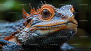 Close-Up of a Crocodile with Striking Orange Eyes