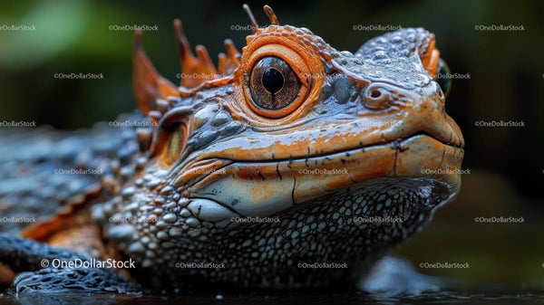 Close-Up of a Crocodile with Striking Orange Eyes