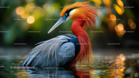 Exotic Bird with Vibrant Plumage in Serene Setting
