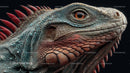 Close-Up of a Vibrant Iguana Head with Colorful Scales