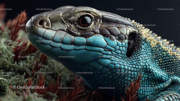 Stunning Close-Up of Colorful Lizard in Nature