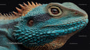 Vibrant Blue and Brown Lizard Close-Up with Textured Scales