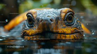 Close-up of Turtle Head in Water