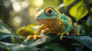 Vibrant Gecko on Lush Jungle Leaf