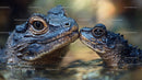 Crocodile and Baby in Serene Water Habitat