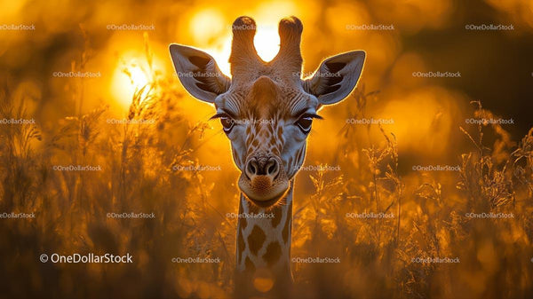 Giraffe Silhouette in Golden African Sunset